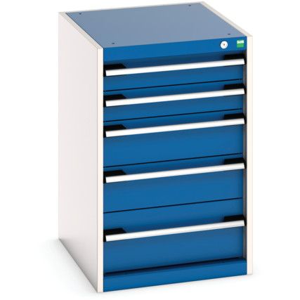 Cubio Drawer Cabinet, 5 Drawers, Blue/Light Grey, 800 x 525 x 650mm