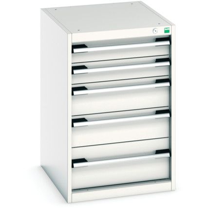 Cubio Drawer Cabinet, 5 Drawers, Light Grey, 800 x 525 x 650mm