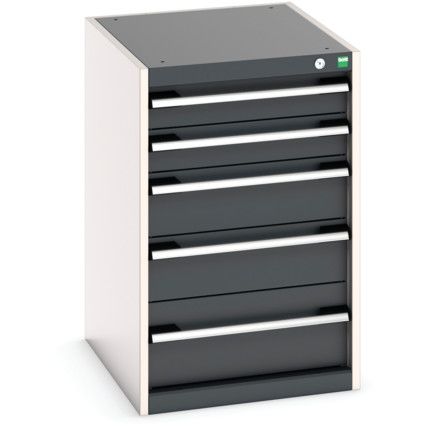 Cubio Drawer Cabinet, 5 Drawers, Anthracite Grey/Light Grey, 800 x 525 x 650mm