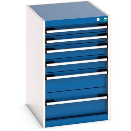 Cubio Drawer Cabinet, 6 Drawers, Blue/Light Grey, 800 x 525 x 650mm