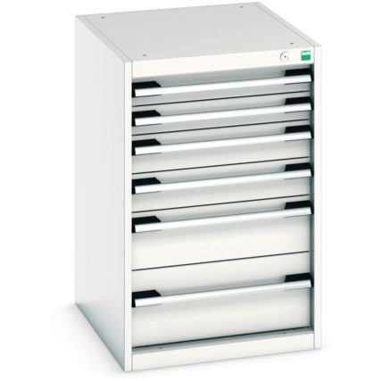 Cubio Drawer Cabinet, 6 Drawers, Light Grey, 800 x 525 x 650mm