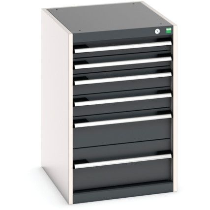 Cubio Drawer Cabinet, 6 Drawers, Anthracite Grey/Light Grey, 800 x 525 x 650mm