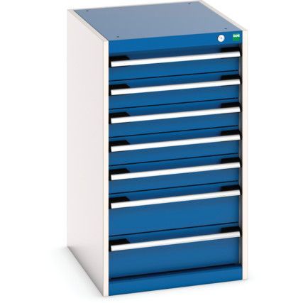 Cubio Drawer Cabinet, 7 Drawers, Blue/Light Grey, 900 x 525 x 650mm