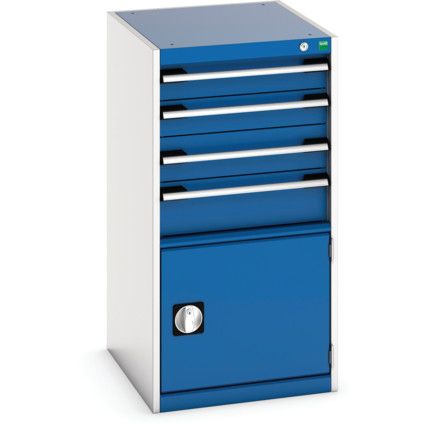 Cubio Drawer Cabinet, 4 Drawers, Blue/Light Grey, 1000 x 525 x 650mm