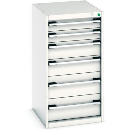 Cubio Drawer Cabinet, 6 Drawers, Light Grey, 1000 x 525 x 650mm