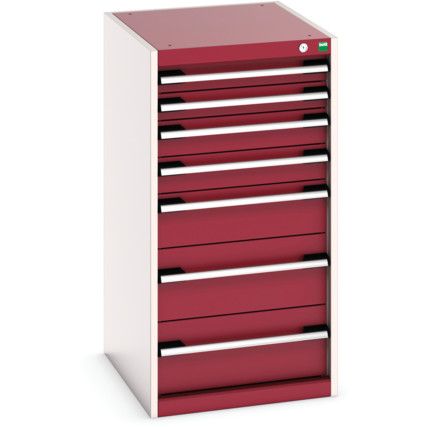 Cubio Drawer Cabinet, 7 Drawers, Light Grey/Red, 1000 x 525 x 650mm