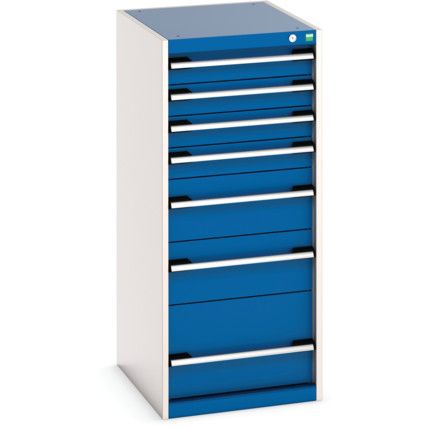 Cubio Drawer Cabinet, 7 Drawers, Blue/Light Grey, 1200 x 525 x 650mm