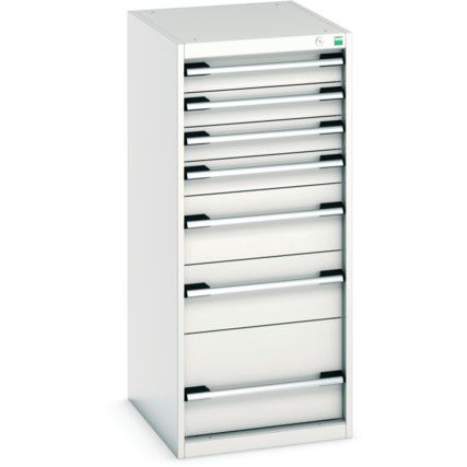 Cubio Drawer Cabinet, 7 Drawers, Light Grey, 1200 x 525 x 650mm