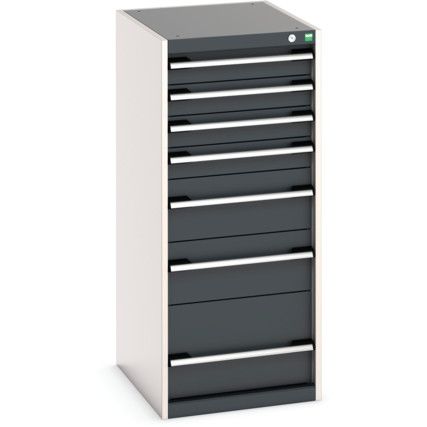 Cubio Drawer Cabinet, 7 Drawers, Anthracite Grey/Light Grey, 1200 x 525 x 650mm