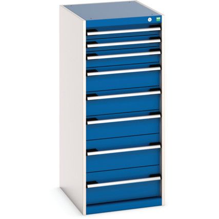 Cubio Drawer Cabinet, 8 Drawers, Blue/Light Grey, 1200 x 525 x 650mm