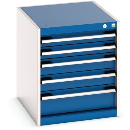 Cubio Drawer Cabinet, 5 Drawers, Blue/Light Grey, 600 x 525 x 650mm