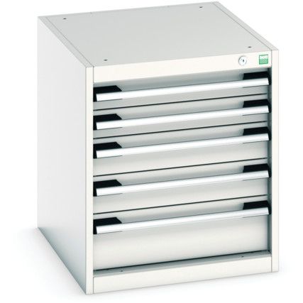 Cubio Drawer Cabinet, 5 Drawers, Light Grey, 600 x 525 x 650mm