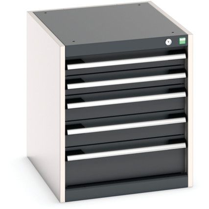 Cubio Drawer Cabinet, 5 Drawers, Anthracite Grey/Light Grey, 600 x 525 x 650mm