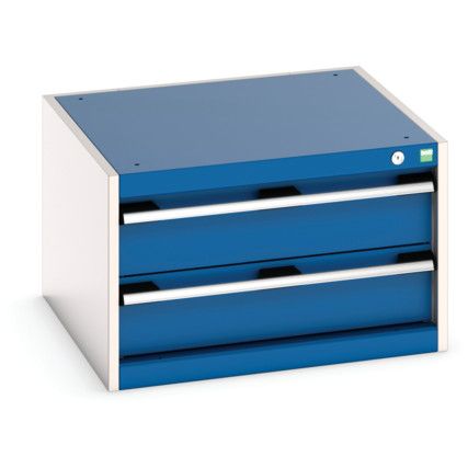 Cubio Drawer Cabinet, 2 Drawers, Blue/Light Grey, 400 x 650 x 650mm