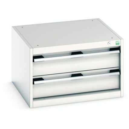 Cubio Drawer Cabinet, 2 Drawers, Light Grey, 400 x 650 x 650mm