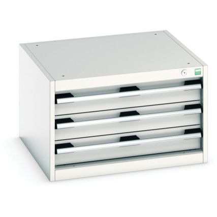 Cubio Drawer Cabinet, 3 Drawers, Light Grey, 400 x 650 x 650mm