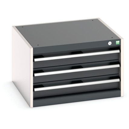 Cubio Drawer Cabinet, 3 Drawers, Anthracite Grey/Light Grey, 400 x 650 x 650mm