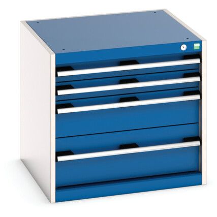 Cubio Drawer Cabinet, 4 Drawers, Blue/Light Grey, 600 x 650 x 650mm