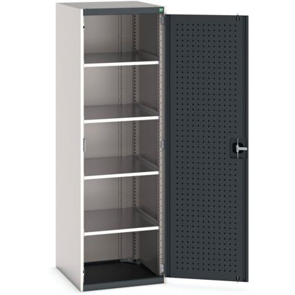 Cubio Storage Cabinet, Single Perfo Door, Anthracite Grey, 2000 x 650 x 650mm