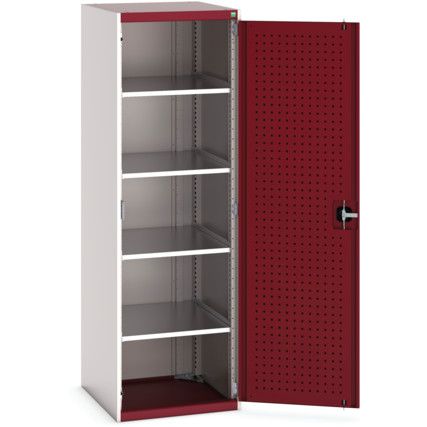 Cubio Storage Cabinet, Single Perfo Door, Red, 2000 x 650 x 650mm