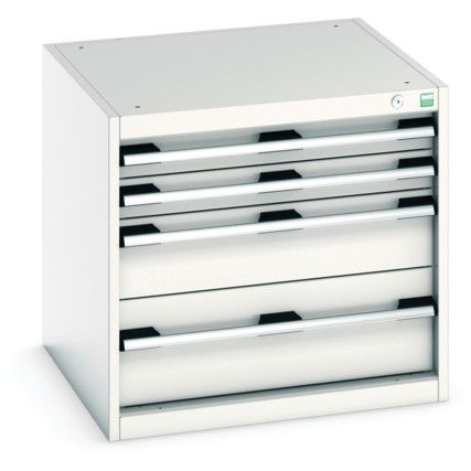 Cubio Drawer Cabinet, 5 Drawers, Light Grey, 600 x 650 x 650mm