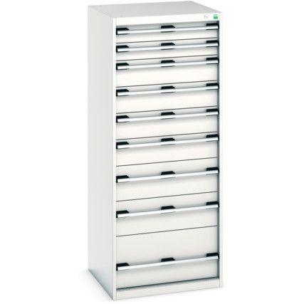 Cubio Drawer Cabinet, 9 Drawers, Light Grey, 1600 x 650 x 650mm