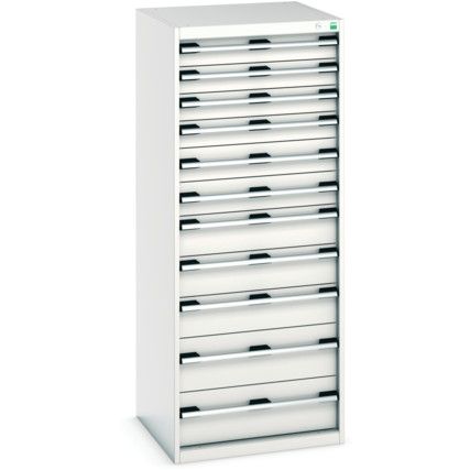 Cubio Drawer Cabinet, 11 Drawers, Light Grey, 1600 x 650 x 650mm