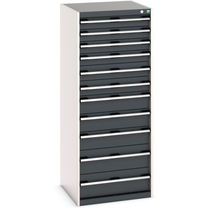 Cubio Drawer Cabinet, 11 Drawers, Anthracite Grey/Light Grey, 1600 x 650 x 650mm