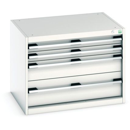 Cubio Drawer Cabinet, 4 Drawers, Light Grey, 600 x 800 x 650mm