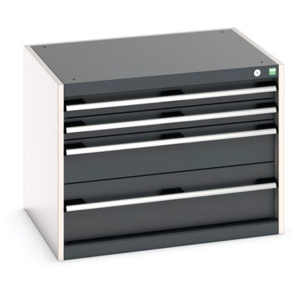 Cubio Drawer Cabinet, 4 Drawers, Anthracite Grey/Light Grey, 600 x 800 x 650mm