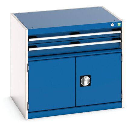 Cubio Drawer Cabinet, 2 Drawers, Blue/Light Grey, 700 x 800 x 650mm