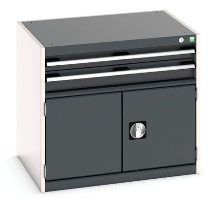 Cubio Drawer Cabinet, 2 Drawers, Anthracite Grey/Light Grey, 700 x 800 x 650mm