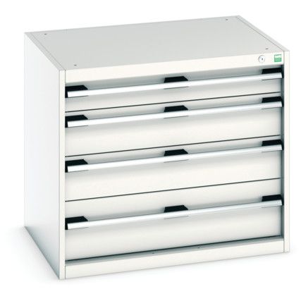 Cubio Drawer Cabinet, 4 Drawers, Light Grey, 700 x 800 x 650mm