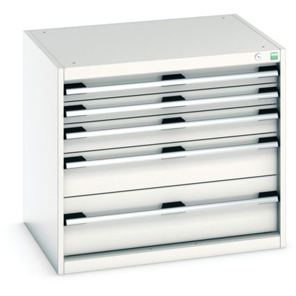 Cubio Drawer Cabinet, 5 Drawers, Light Grey, 700 x 800 x 650mm