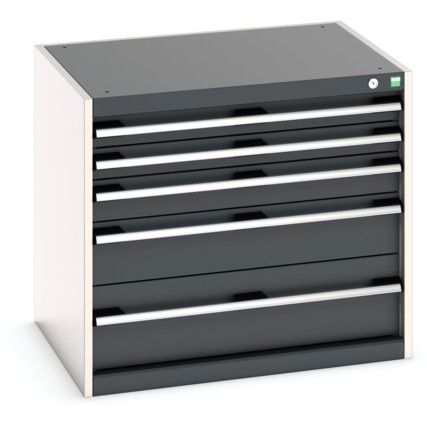 Cubio Drawer Cabinet, 5 Drawers, Anthracite Grey/Light Grey, 700 x 800 x 650mm