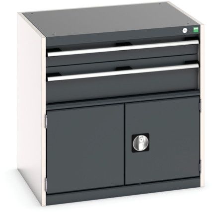 Cubio Drawer Cabinet, 2 Drawers, Anthracite Grey/Light Grey, 800 x 800 x 650mm