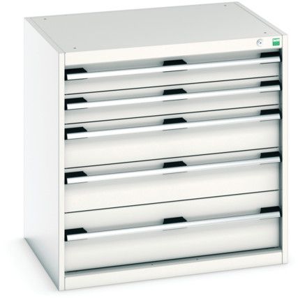 Cubio Drawer Cabinet, 5 Drawers, Light Grey, 800 x 800 x 650mm