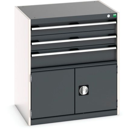 Cubio Drawer Cabinet, 3 Drawers, Anthracite Grey/Light Grey, 900 x 800 x 650mm