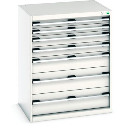 Cubio Drawer Cabinet, 7 Drawers, Light Grey, 1000 x 800 x 650mm