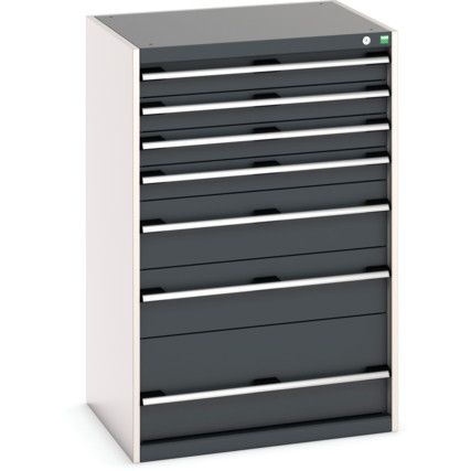 Cubio Drawer Cabinet, 7 Drawers, Anthracite Grey/Light Grey, 1200 x 800 x 650mm