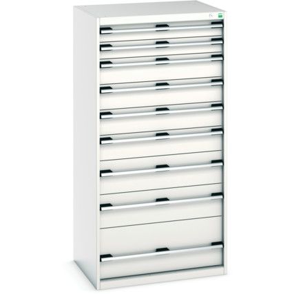 Cubio Drawer Cabinet, 9 Drawers, Light Grey, 1600 x 800 x 650mm