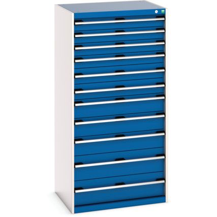 Cubio Drawer Cabinet, 11 Drawers, Blue/Light Grey, 1600 x 800 x 650mm