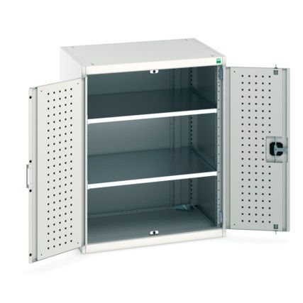 Cubio Storage Cabinet, 2 Perfo Doors, Light Grey, 1000 x 800 x 650mm