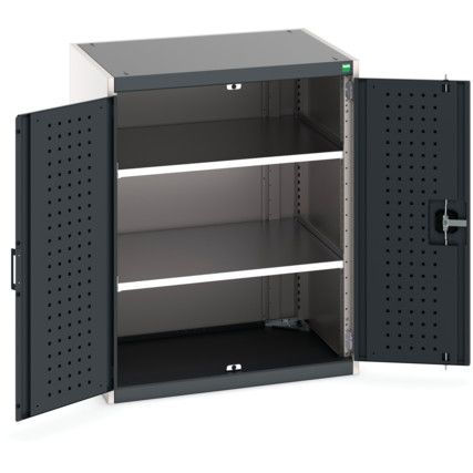 Cubio Storage Cabinet, 2 Perfo Doors, Anthracite Grey, 1000 x 800 x 650mm