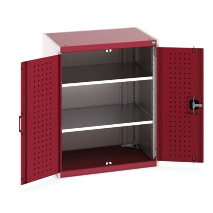 Cubio Storage Cabinet, 2 Perfo Doors, Red, 1000 x 800 x 650mm