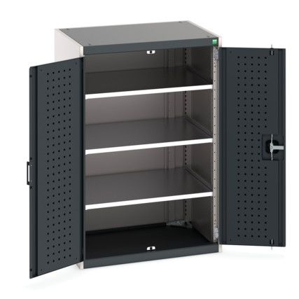 Cubio Storage Cabinet, 2 Perfo Doors, Anthracite Grey, 1200 x 800 x 650mm