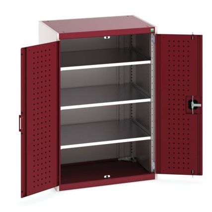 Cubio Storage Cabinet, 2 Perfo Doors, Red, 1200 x 800 x 650mm