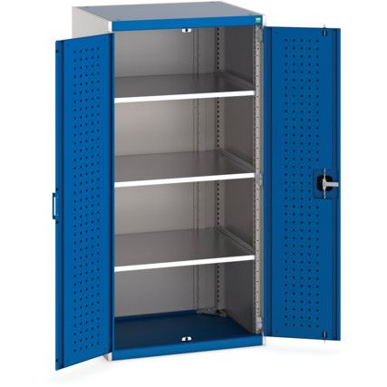 Cubio Storage Cabinet, 2 Perfo Doors, Blue, 1600 x 800 x 650mm