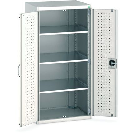 Cubio Storage Cabinet, 2 Perfo Doors, Light Grey, 1600 x 800 x 650mm