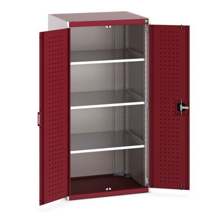 Cubio Storage Cabinet, 2 Perfo Doors, Red, 1600 x 800 x 650mm